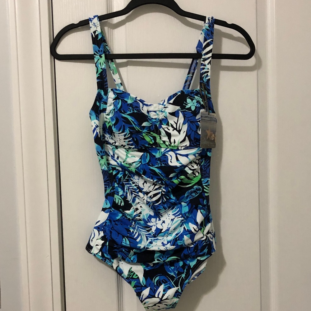 Tropical Blue and Green One-Piece Swimsuit